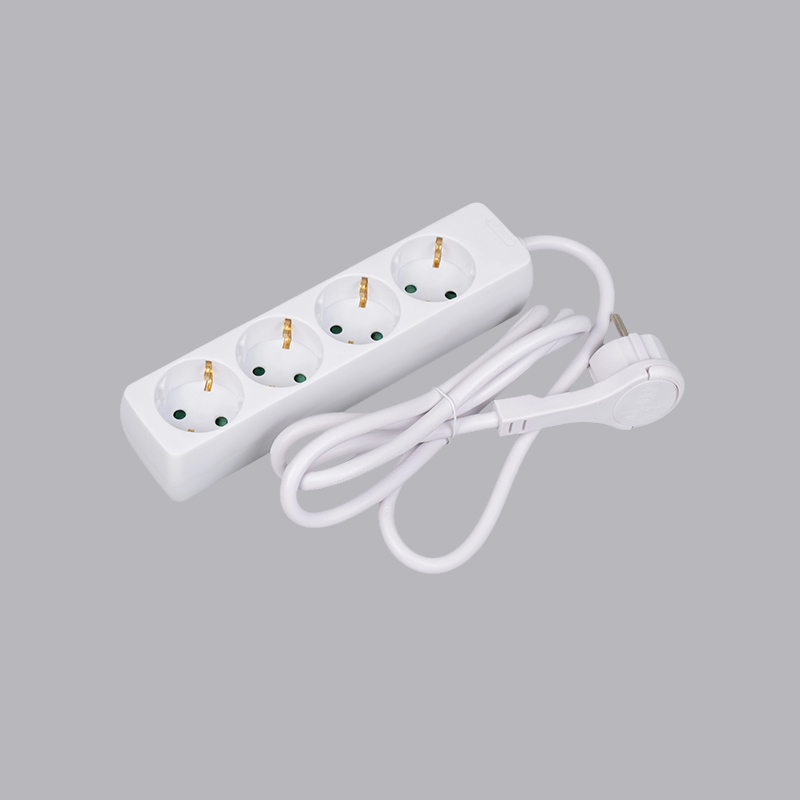 LOB-04L German type rectangular shaped 4-way power strip with pull ring Multi-Socket