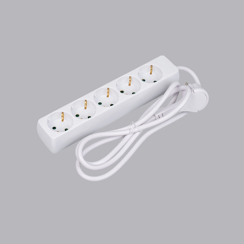 LOB-05L German type rectangular shaped 5-way power strip with pull ring Multi-Socket
