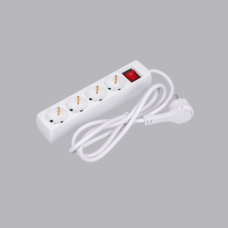 LOB-04KL German type rectangular shaped 4-way power strip with pull ring and switch Multi-Socket