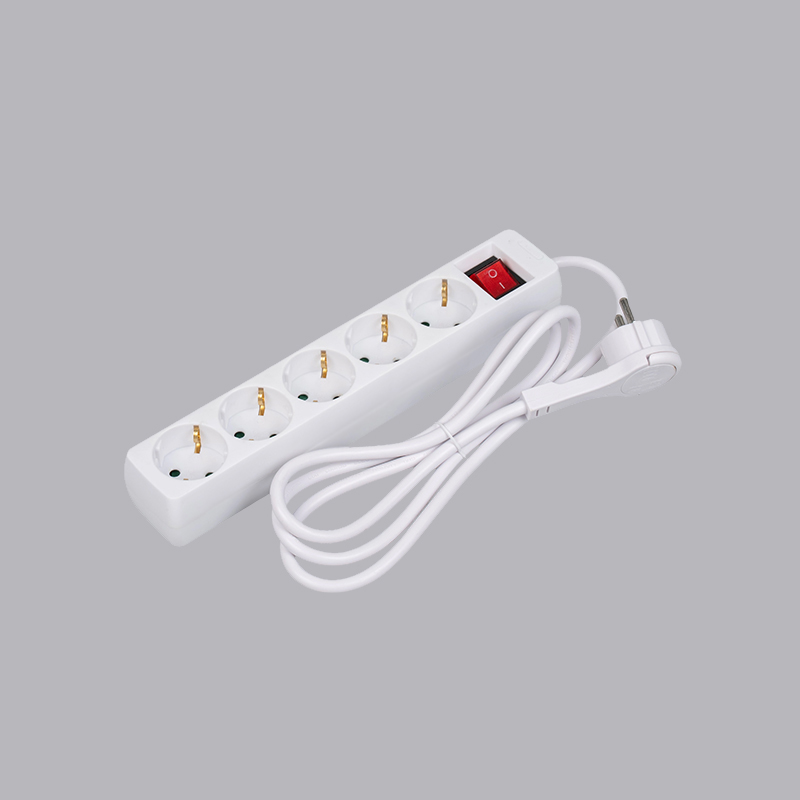 LOB-05KL German type rectangular shaped 5-way power strip with pull ring and switch Multi-Socket