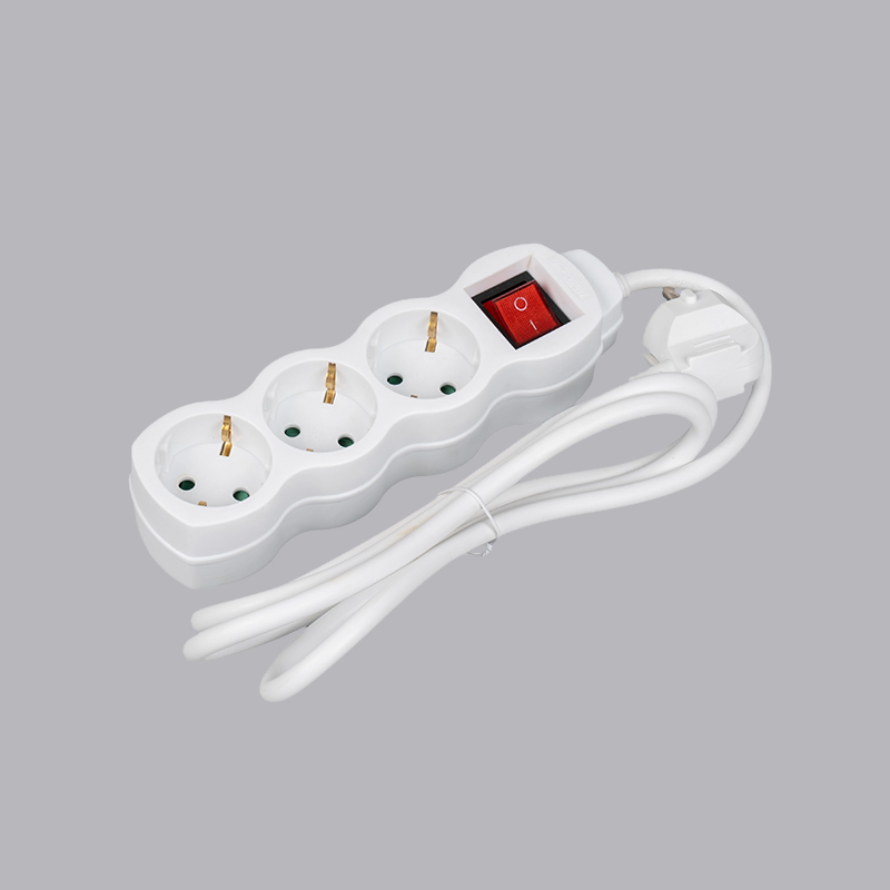 LOG-03K German type gourd shaped 3-way power strip with switch Multi-Socket