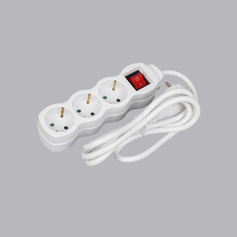 LOG-03KL German type gourd shaped 3-way power strip with pull ring and switch Multi-Socket