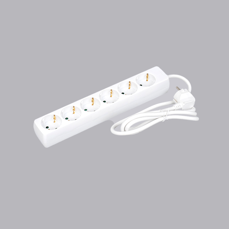 LOB-06 German type rectangular shaped 6-way power strip Multi-Socket