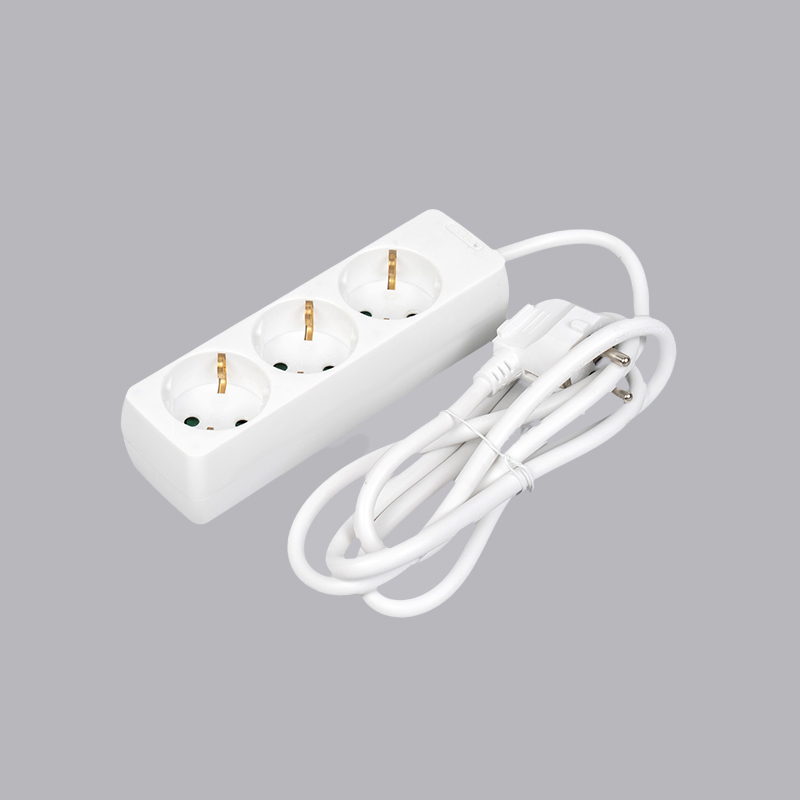LOB-03 German type rectangular shaped 3-way power strip Multi-Socket