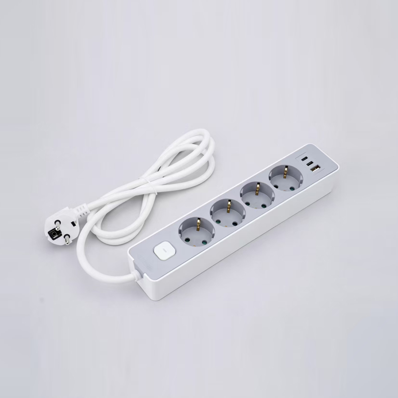 LOB-05K-AC German type 5-outlet power strip with switch,PD fast charger,1 USB-A and 2 Type-C ports Multi-Socket