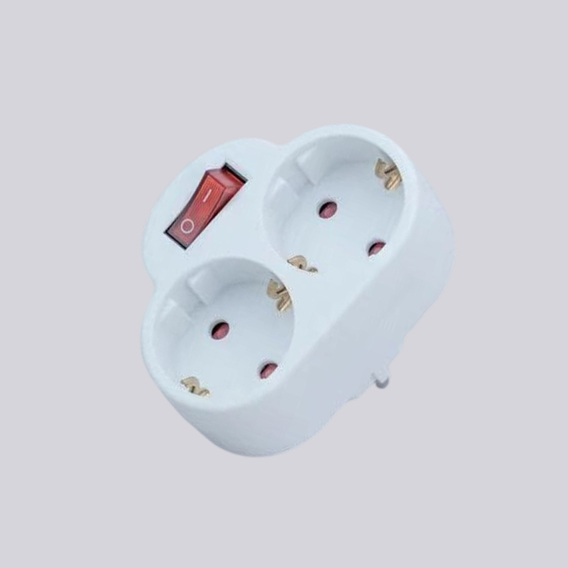 G01-02K german type two round plugs with switch adaptor