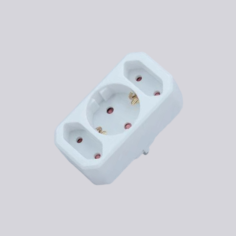 G01-01/2 german type one round plug and two flat plugs adaptor